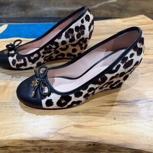 Kate Spade Black and Cream Leopard Wedges